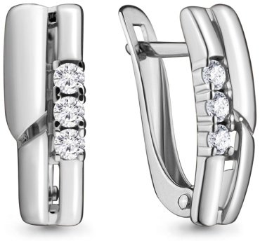 Серьги AQUAMARINE 46617А.5 вес 2.01 г серебро, фианит купить,18699
