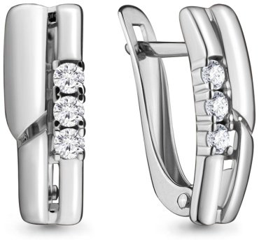 Серьги AQUAMARINE 46617А.5 вес 2.01 г серебро, фианит купить,18699