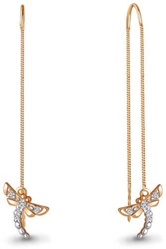 Серьги-цепочки AQUAMARINE 49387А вес 2.02 г серебро, фианит купить,18699