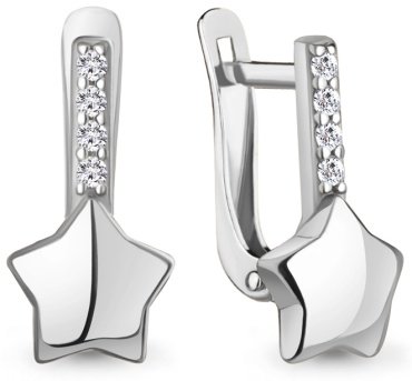 Серьги AQUAMARINE 400411А вес 1.66 г серебро, фианит купить,22367