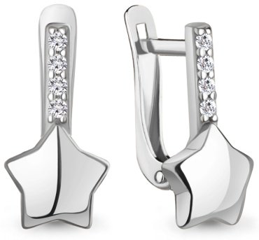 Серьги AQUAMARINE 400411А вес 1.66 г серебро, фианит купить,22367