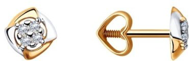Пусеты Diamant 51-122-00398-2 вес 1.27 г золото, фианит купить,105269