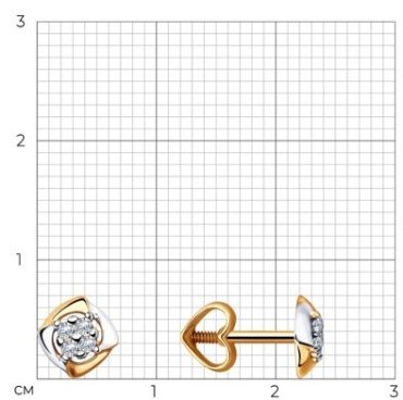 Пусеты Diamant 51-122-00398-2 вес 1.27 г золото, фианит купить,105269