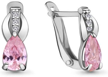 Серьги AQUAMARINE 46865АВ вес 1.5 г серебро, фианит купить,14364