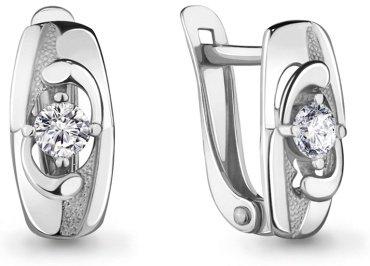 Серьги AQUAMARINE 46861А вес 1.54 г серебро, фианит купить,13297