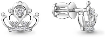 Пусеты AQUAMARINE 45011А.5 вес 1.2 г серебро, фианит купить,11774