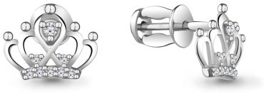Пусеты AQUAMARINE 45011А.5 вес 1.2 г серебро, фианит купить,11774