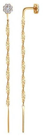 Серьги-цепочки Diamant 51-123-02208-1 вес 1.2 г золото, фианит купить,89555