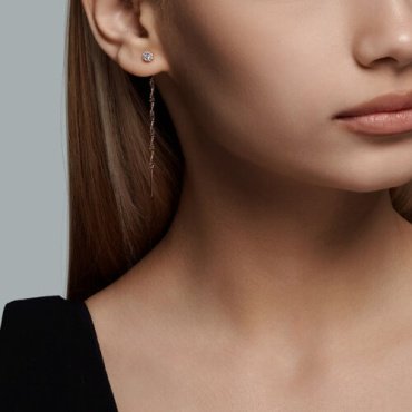 Серьги-цепочки Diamant 51-123-02208-1 вес 1.2 г золото, фианит купить,89555
