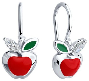 Серьги Diamant 94-120-02171-1 вес 1.73 г серебро, фианит, эмаль купить,9198