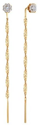 Серьги-цепочки Diamant 51-123-02208-1 вес 1.2 г золото, фианит купить,89555