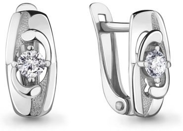 Серьги AQUAMARINE 46861А.5 вес 1.49 г серебро, фианит купить,13297