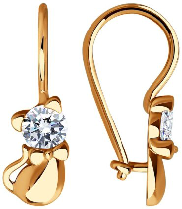 Серьги SOKOLOV 029990 вес 1.17 г золото, фианит купить,87645