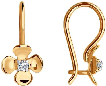 Серьги Diamant 51-120-01493-1 вес 0.94 г золото, фианит купить,79427