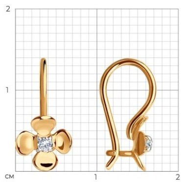 Серьги Diamant 51-120-01493-1 вес 0.94 г золото, фианит купить,79427