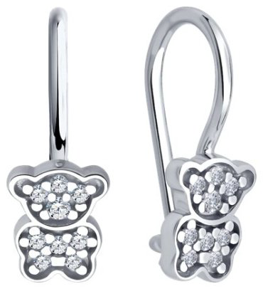 Серьги SOKOLOV 94026917 вес 1.12 г серебро, фианит купить,8003