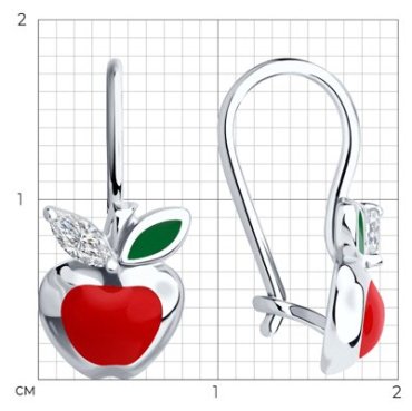 Серьги Diamant 94-120-02171-1 вес 1.73 г серебро, фианит, эмаль купить,9198