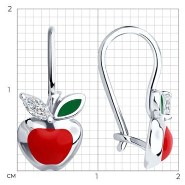Серьги Diamant 94-120-02171-1 вес 1.73 г серебро, фианит, эмаль купить,9198