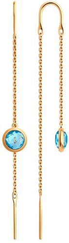 Серьги-цепочки Diamant 51-320-01420-1 вес 1.1 г золото, топаз купить,145870