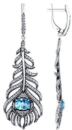 Серьги Diamant 95-321-02045-1 вес 10.25 г серебро, топаз купить,87210