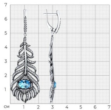 Серьги Diamant 95-321-02045-1 вес 10.25 г серебро, топаз купить,87210