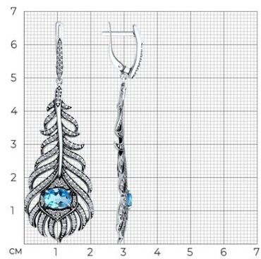 Серьги Diamant 95-321-02045-1 вес 10.25 г серебро, топаз купить,87210