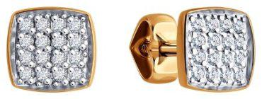 Пусеты Diamant 51-122-02243-1 вес 1.1 г золото, фианит купить,120633