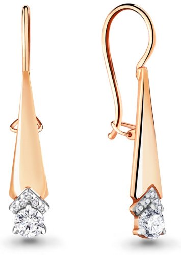 Серьги AQUAMARINE 46813А вес 2 г серебро, фианит купить,21067