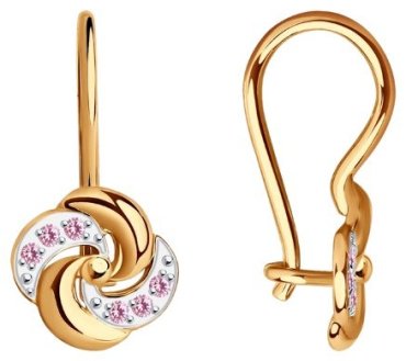 Серьги Diamant 51-120-01484-2 вес 1.23 г золото, фианит купить,118724