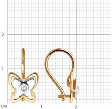 Серьги Diamant 51-120-02046-1 вес 1.18 г золото, фианит купить,106861