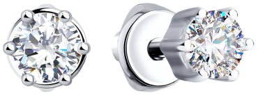 Пусеты SOKOLOV 94021720-sk17 вес 1.45 г серебро, фианит купить,11999