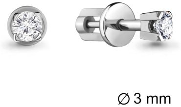 Пусеты AQUAMARINE 420241 вес 1.14 г серебро, фианит купить,17442