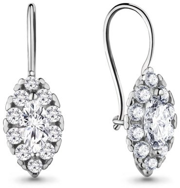 Серьги AQUAMARINE 40969А вес 1.64 г серебро, фианит купить,13851