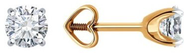 Пусеты LUXOR JEWELRY LUXOR 51-122-02090-1_1.51 вес 1.51 г золото, фианит купить,119067