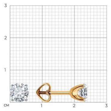 Пусеты LUXOR JEWELRY LUXOR 51-122-02090-1_1.51 вес 1.51 г золото, фианит купить,119067