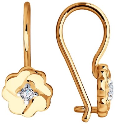 Серьги SOKOLOV 028532 вес 1.3 г золото, фианит купить,107654