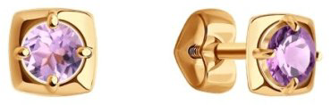 Пусеты Diamant 51-322-01307-5 вес 0.92 г золото, аметист купить,104507