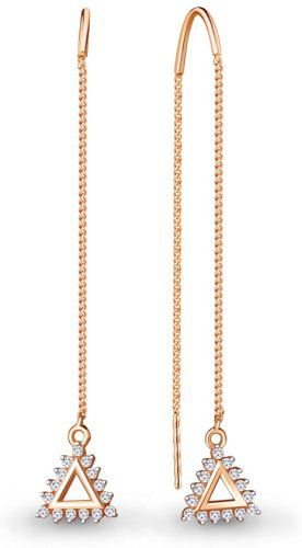 Серьги-цепочки AQUAMARINE 48624А.6 вес 1.5 г серебро, фианит купить,14960