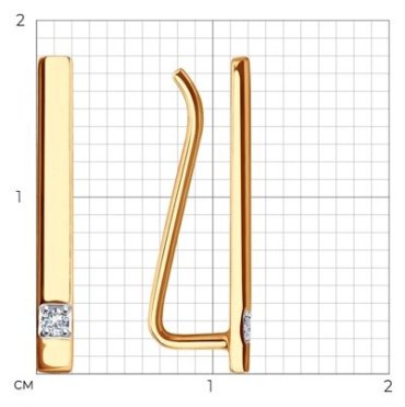 Серьги Diamant 51-120-01634-1 вес 1.2 г золото, фианит купить,87003