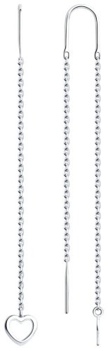 Серьги-цепочки Diamant 94-123-01430-1 вес 1.81 г серебро, без вставок купить,15390