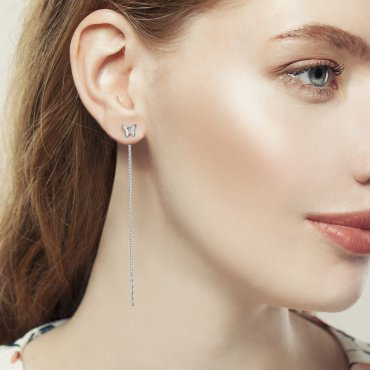 Серьги-цепочки AQUAMARINE 34717.5 вес 0.82 г серебро, без вставок купить,11774