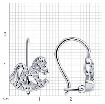 Серьги Diamant 94-120-00988-1 вес 1.55 г серебро, фианит купить,5887