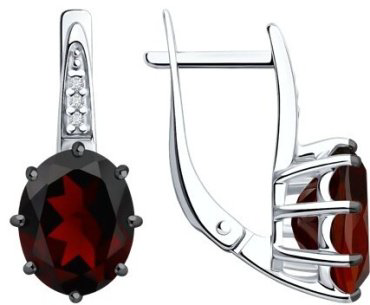 Серьги Diamant 94-320-02054-2_3,64 вес 3.64 г серебро, гранат, фианит купить,57096