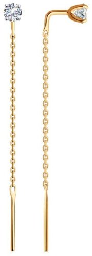 Серьги-цепочки Diamant 51-123-02104-1 вес 1 г золото, фианит купить,92793