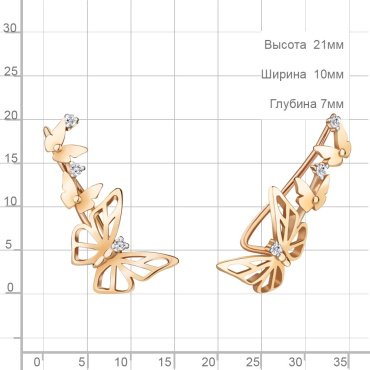 Серьги AQUAMARINE 49379А вес 1.36 г серебро, фианит купить,18263