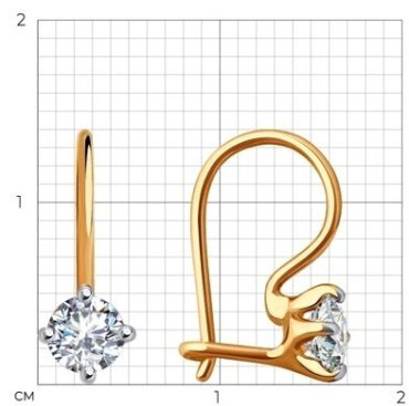 Серьги Diamant 51-120-02038-1 вес 1.01 г золото, фианит купить,78832