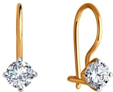 Серьги Diamant 51-120-02038-1 вес 1.01 г золото, фианит купить,78832