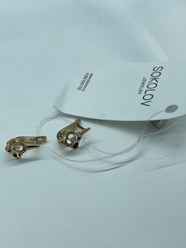 Серьги SOKOLOV 029027 вес 1.28 г золото, фианит купить,100627