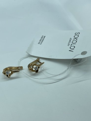 Серьги SOKOLOV 029027 вес 1.28 г золото, фианит купить,100627
