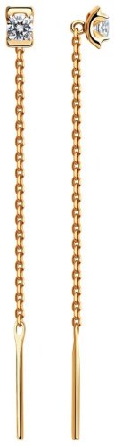 Серьги-цепочки Diamant 51-123-00686-1 вес 78 г золото, фианит купить,67465